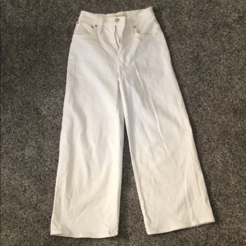 Madewell white wide leg crop pants
